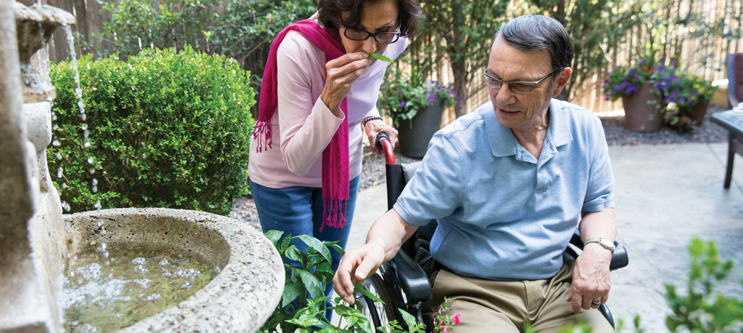 Caregiver helping a patent