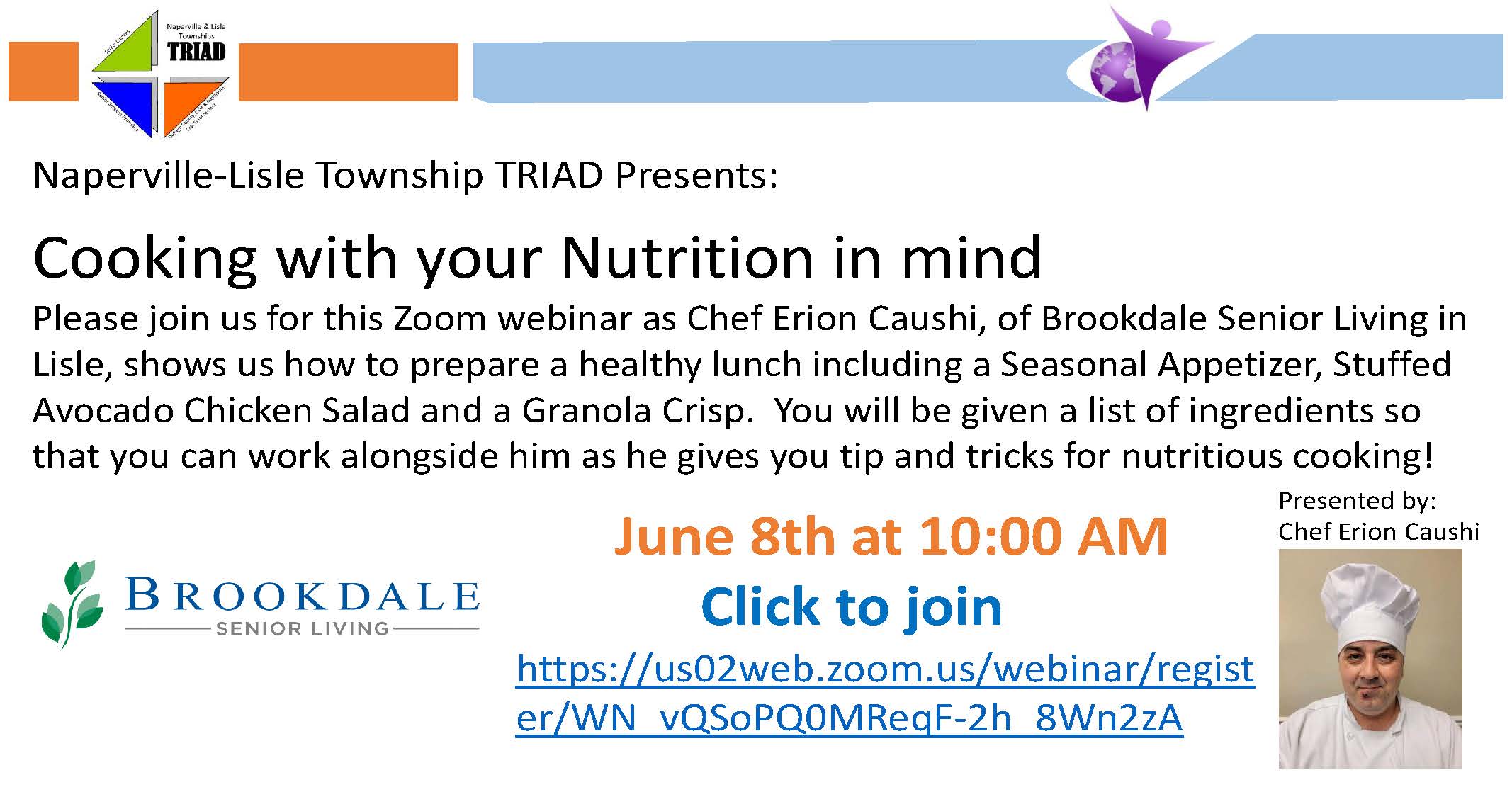 cooking with nutrition in mind event flyer
