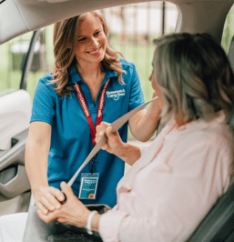 woman receiving transportation support 