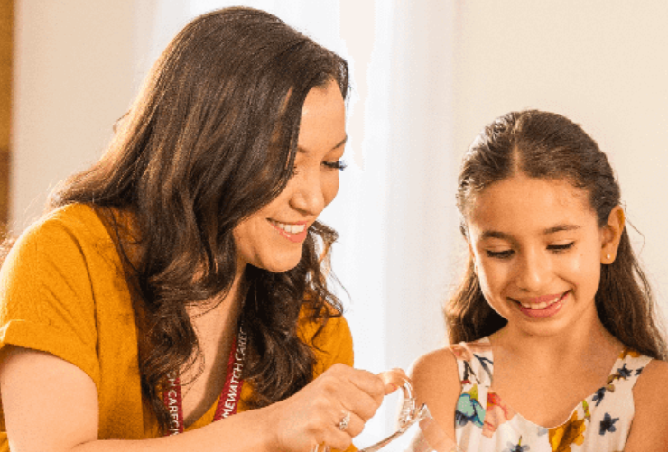 A caregiver and child