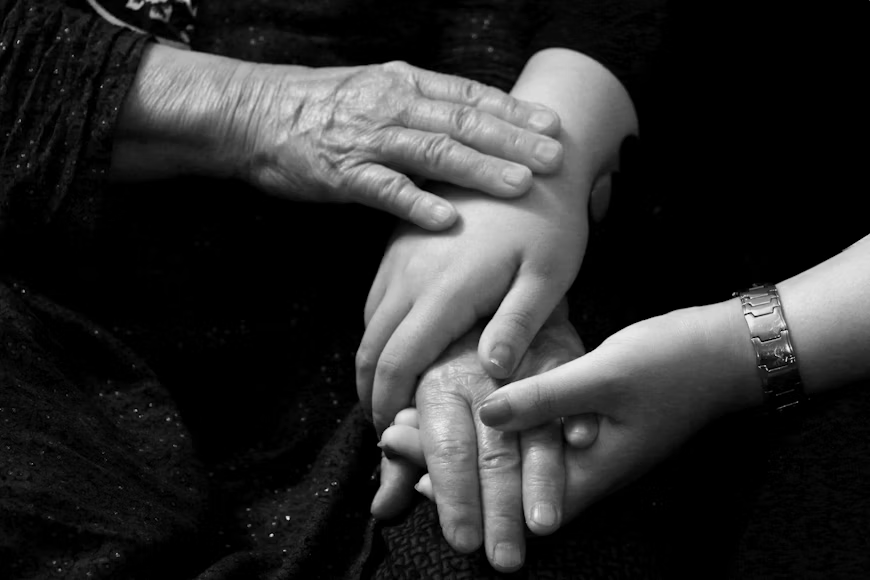 A close up of hands holding
