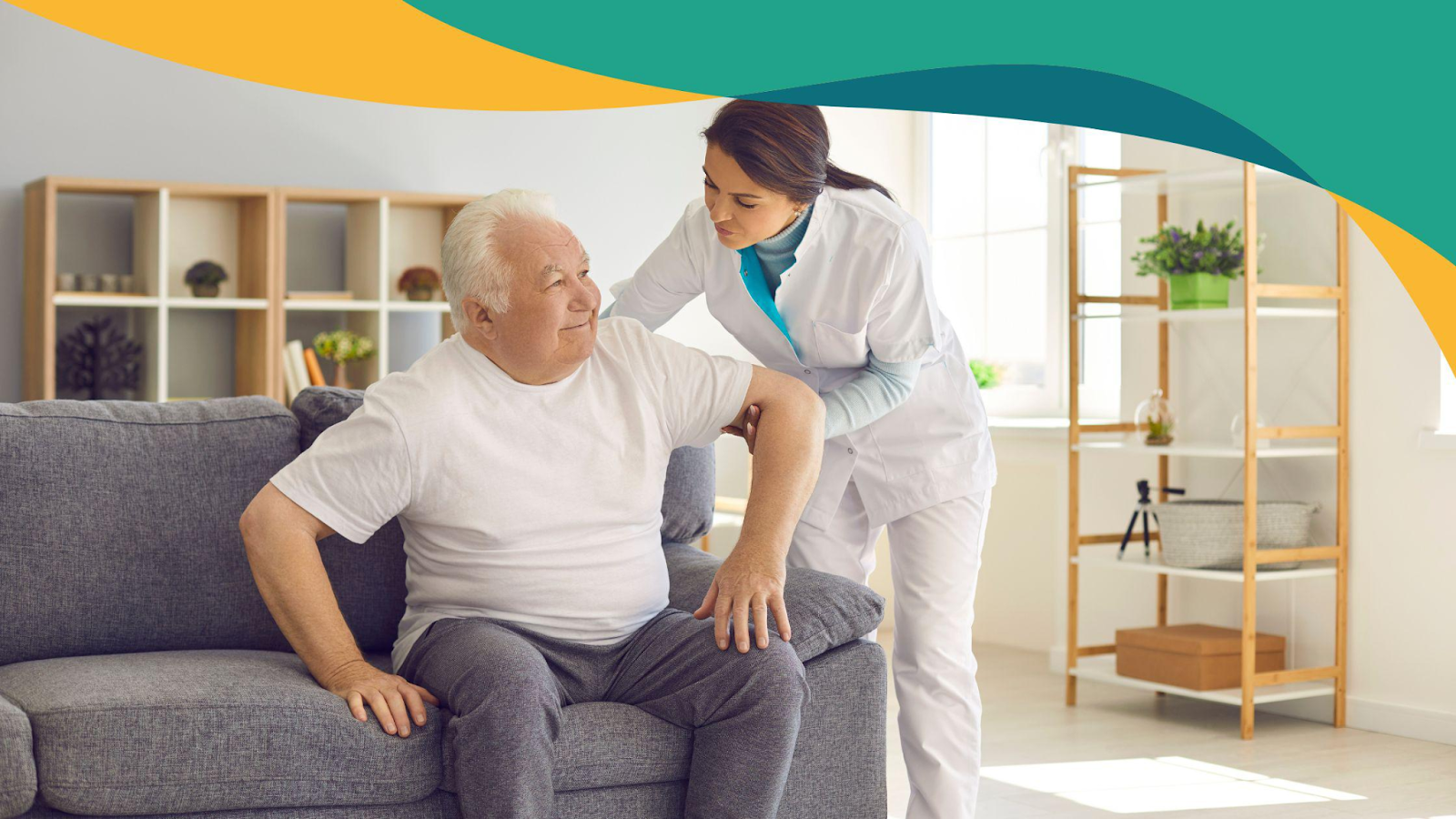 An aide helping a client