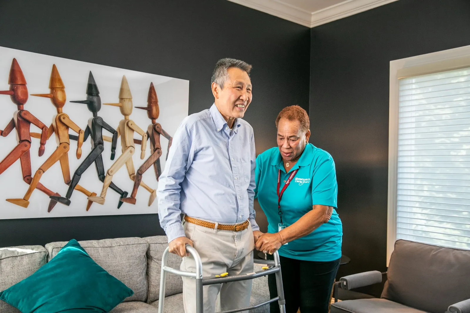 An aide with client