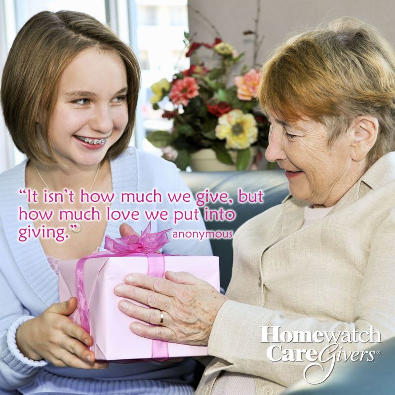 a granmother and her grabdchild opening a gift