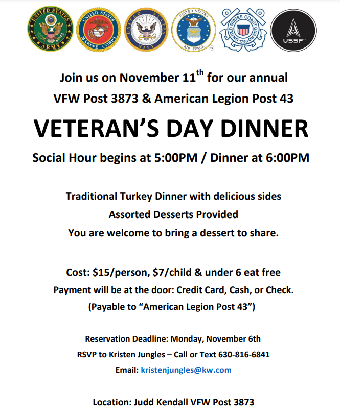 flyer about veterans day dinner