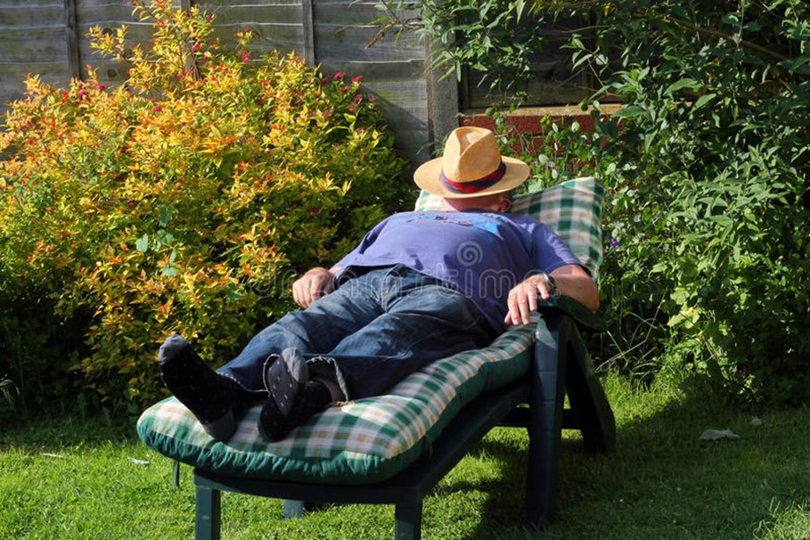 guy laying out in lawn chair